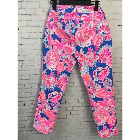 Lilly Pulitzer Sadie Crop Pants Size 6 Stretch Bennett Blue Bay Dreamin Chino N - Picture 6 of 12